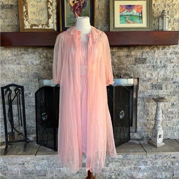 Vintage 1950s Peignor Set Chiffon Lace X Small small - Picture 8 of 15